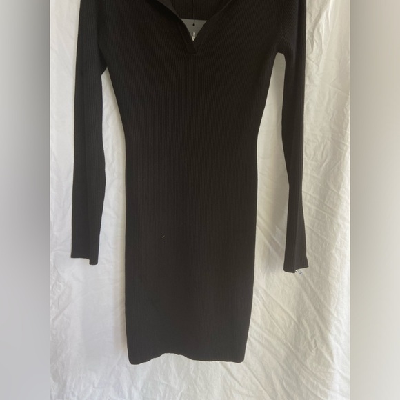 PRETTYLITTLETHING LONG SLEEVE RIB KNITTED BODYCON MINI DRESS Size Medium NEW - Picture 5 of 9